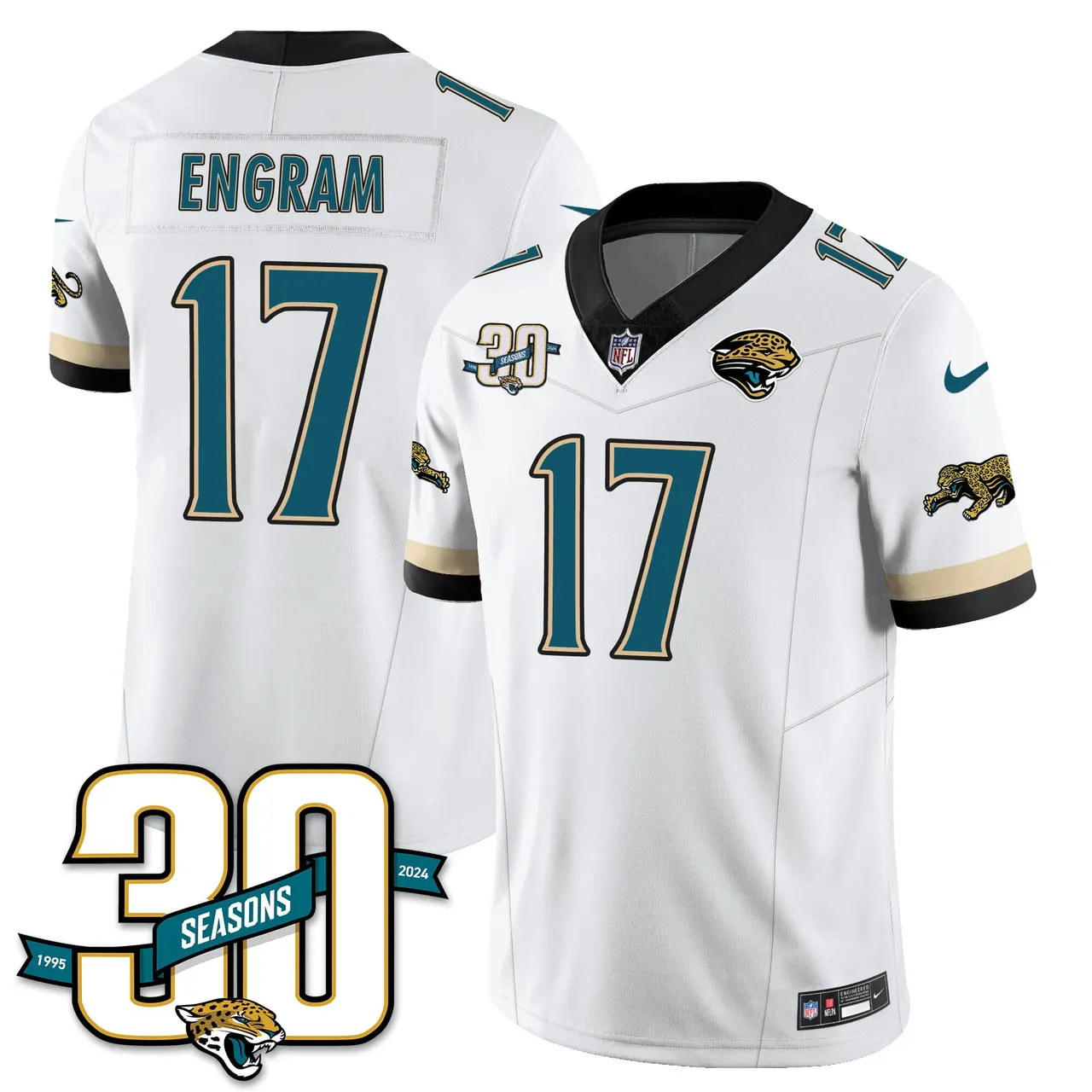 Jacksonville Jaguars Nike Throwback 1990s Uniforms Stitched Jersey - Teal - Image 10