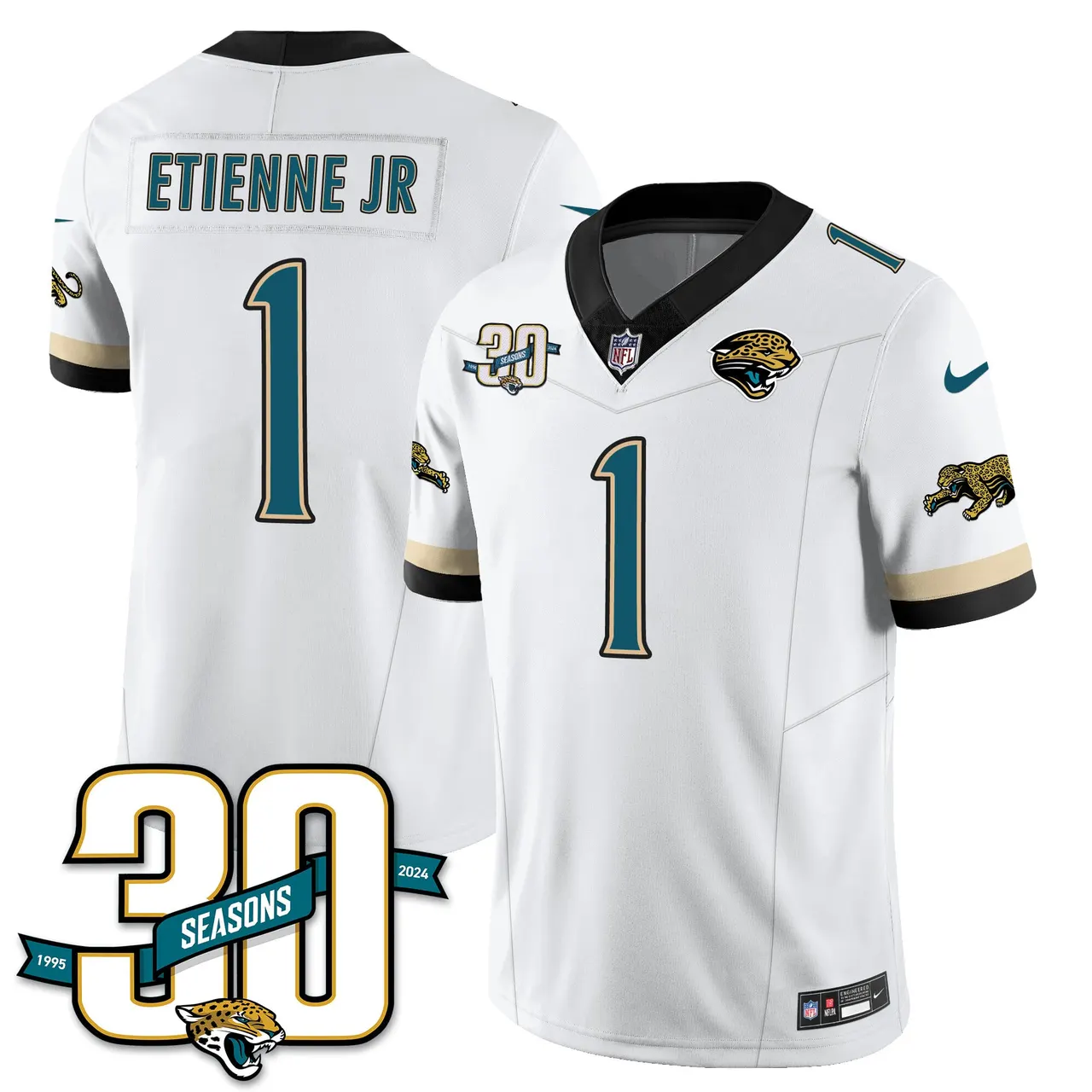 Jacksonville Jaguars Nike Throwback 1990s Uniforms Stitched Jersey - Teal - Image 11