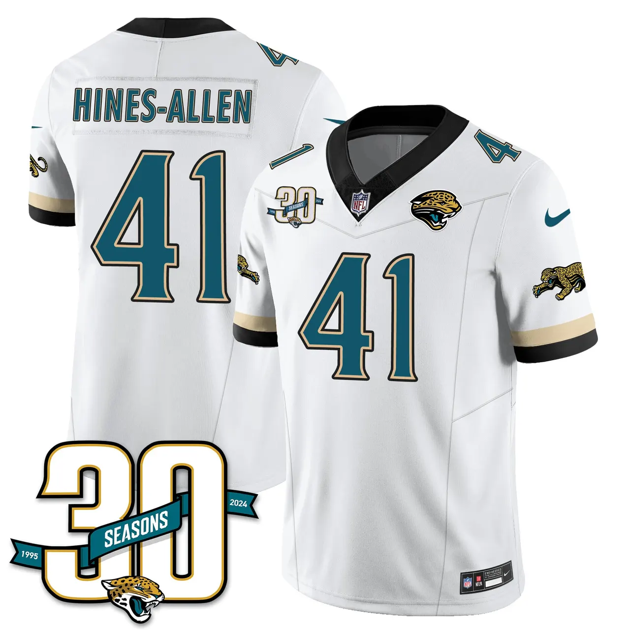 Jacksonville Jaguars Nike Throwback 1990s Uniforms Stitched Jersey - Teal - Image 12