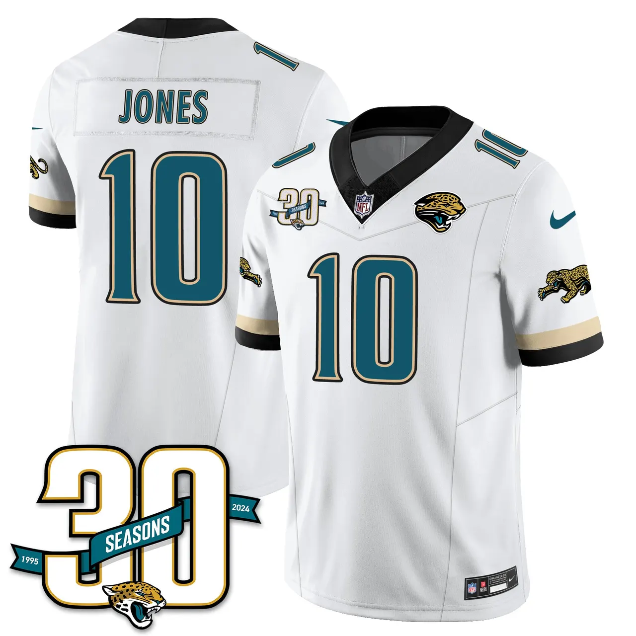 Jacksonville Jaguars Nike Throwback 1990s Uniforms Stitched Jersey - Teal - Image 13