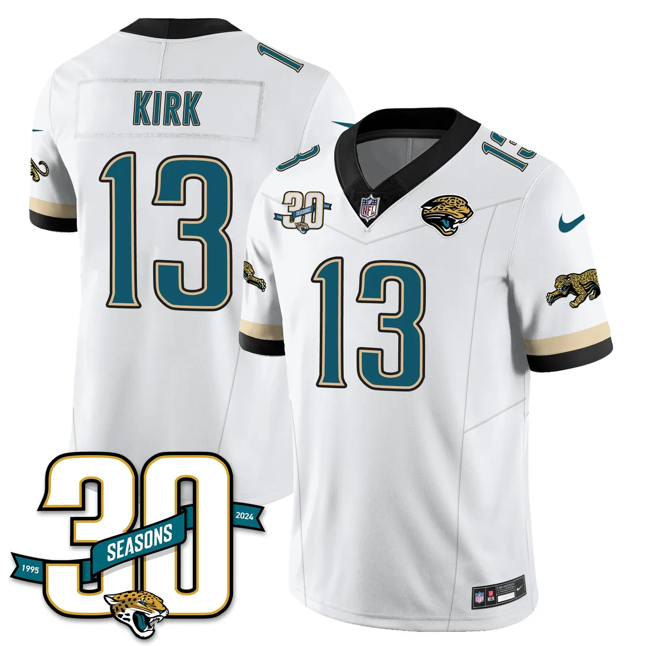Jacksonville Jaguars Nike Throwback 1990s Uniforms Stitched Jersey - Teal - Image 14