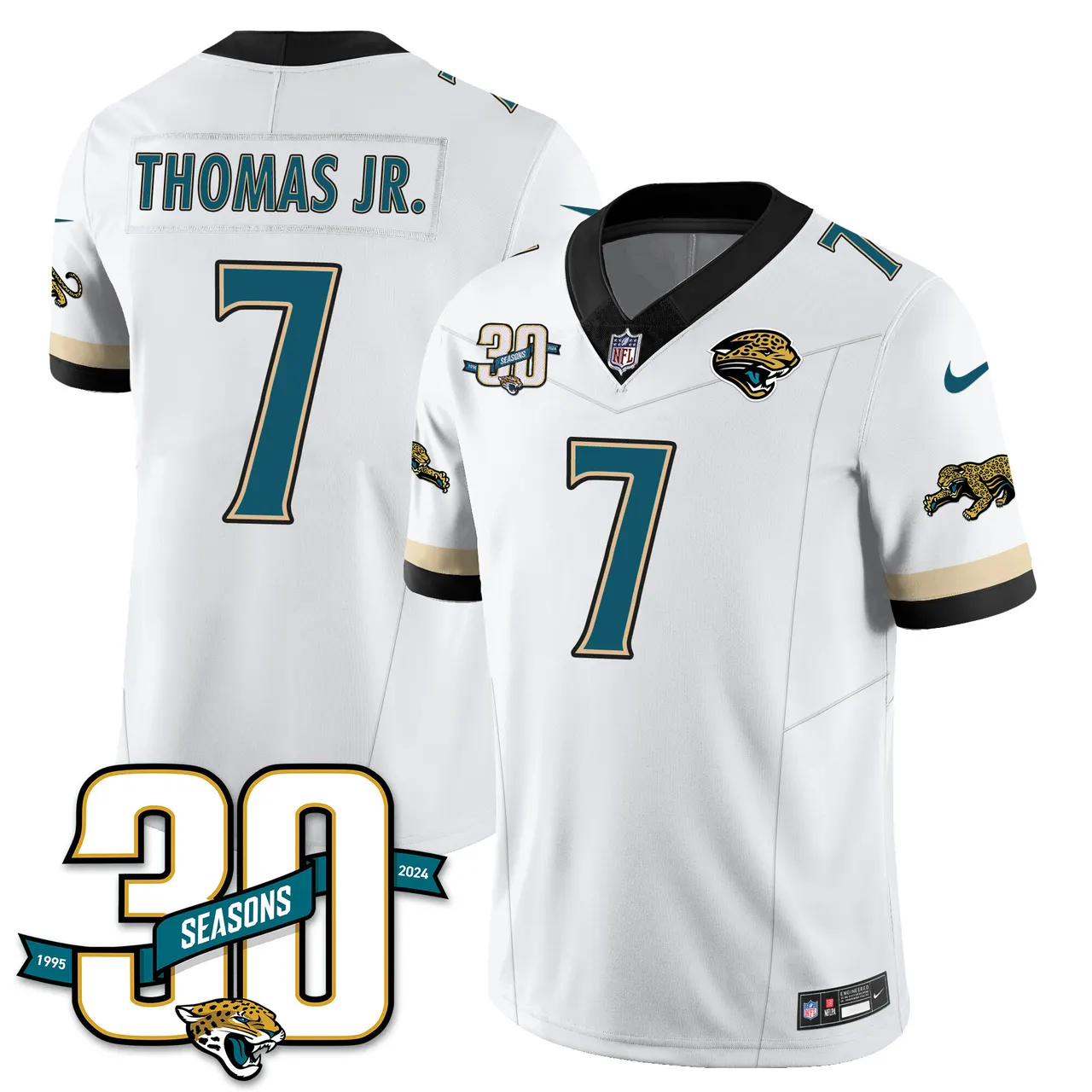 Jacksonville Jaguars Nike Throwback 1990s Uniforms Stitched Jersey - Teal - Image 15