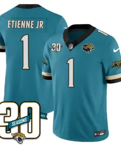 Jacksonville Jaguars Nike Throwback 1990s Uniforms Stitched Jersey - Teal - Image 17