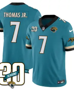 Jacksonville Jaguars Nike Throwback 1990s Uniforms Stitched Jersey - Teal - Image 20
