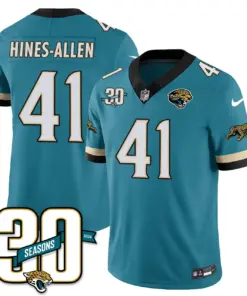 Jacksonville Jaguars Nike Throwback 1990s Uniforms Stitched Jersey - Teal - Image 21