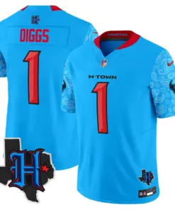 Alternative view of Houston Texans Nike 2024 Texas Patch Vapor Limited Stitched Jersey - Light Blue