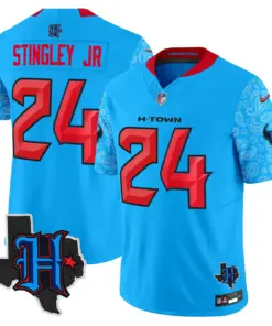 Houston Texans Nike 2024 Texas Patch Vapor Limited Stitched Jersey - Light Blue - Image 5