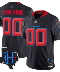 Alternative view of Houston Texans Nike 2024 Texas Patch Vapor Custom Limited Stitched Jersey - Powder Blue