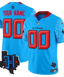 Houston Texans Nike 2024 Texas Patch Vapor Custom Limited Stitched Jersey - Powder Blue