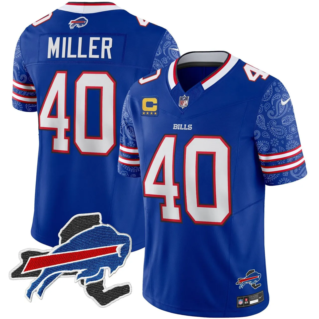 Buffalo Bills Nike New York Patch Vapor Limited Stitched Jersey V2 - Royal Blue - Image 4