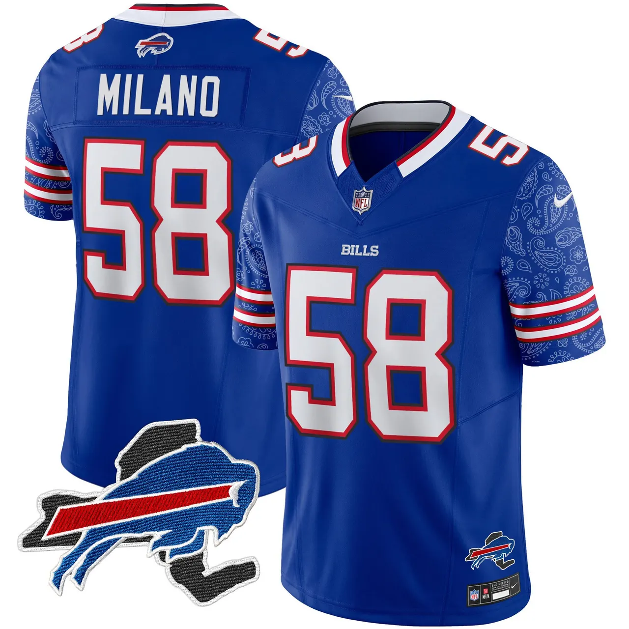 Buffalo Bills Nike New York Patch Vapor Limited Stitched Jersey V2 - Royal Blue - Image 5