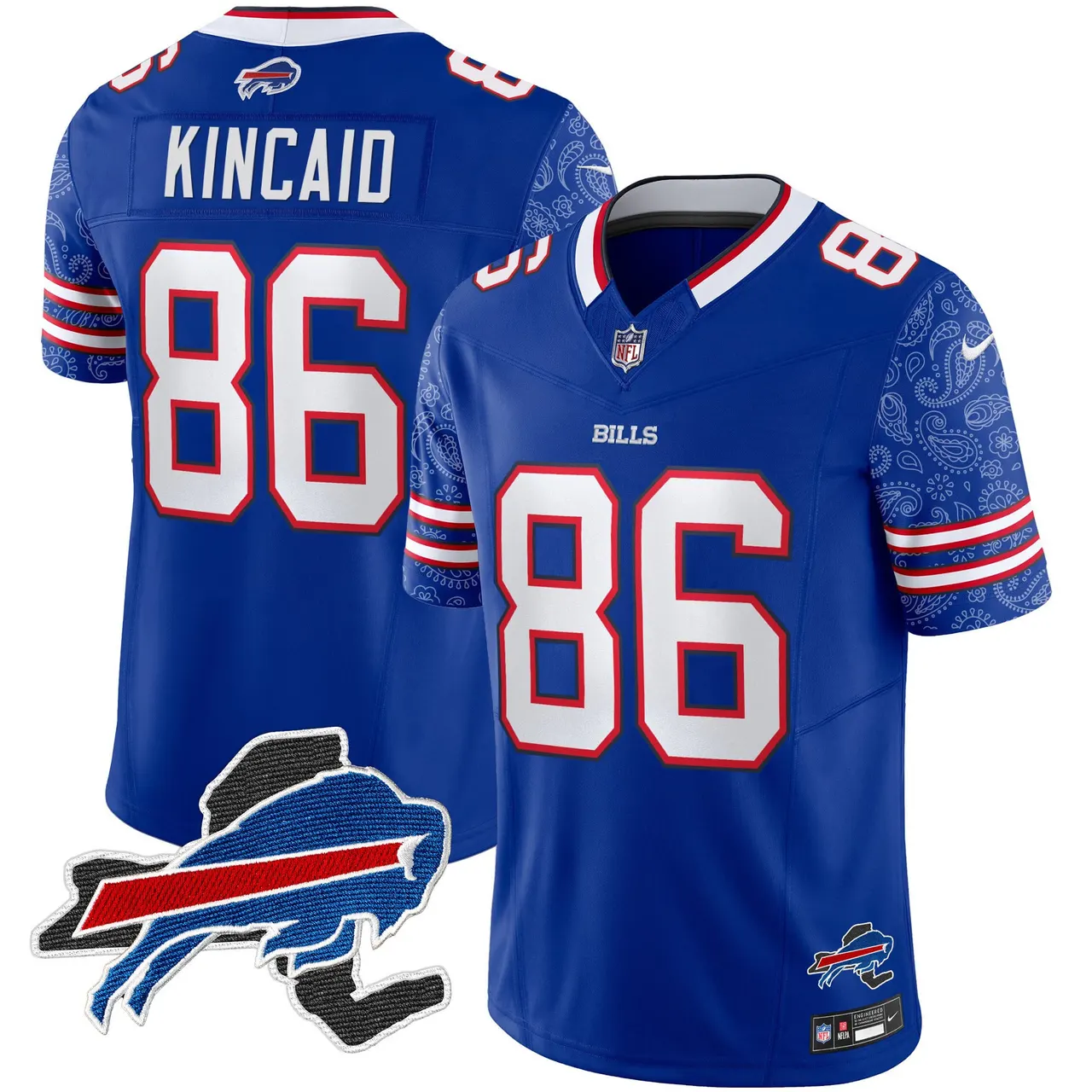 Buffalo Bills Nike New York Patch Vapor Limited Stitched Jersey V2 - Royal Blue - Image 6