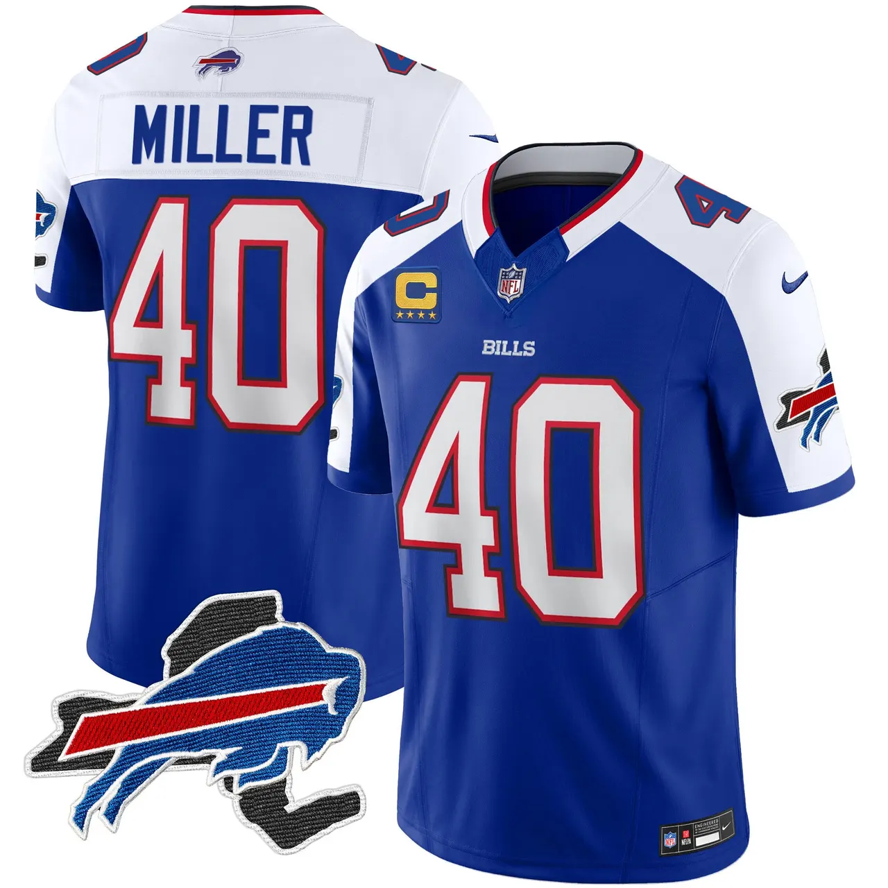 Buffalo Bills Nike New York Patch Vapor Limited Stitched Jersey V2 - Royal Blue - Image 34