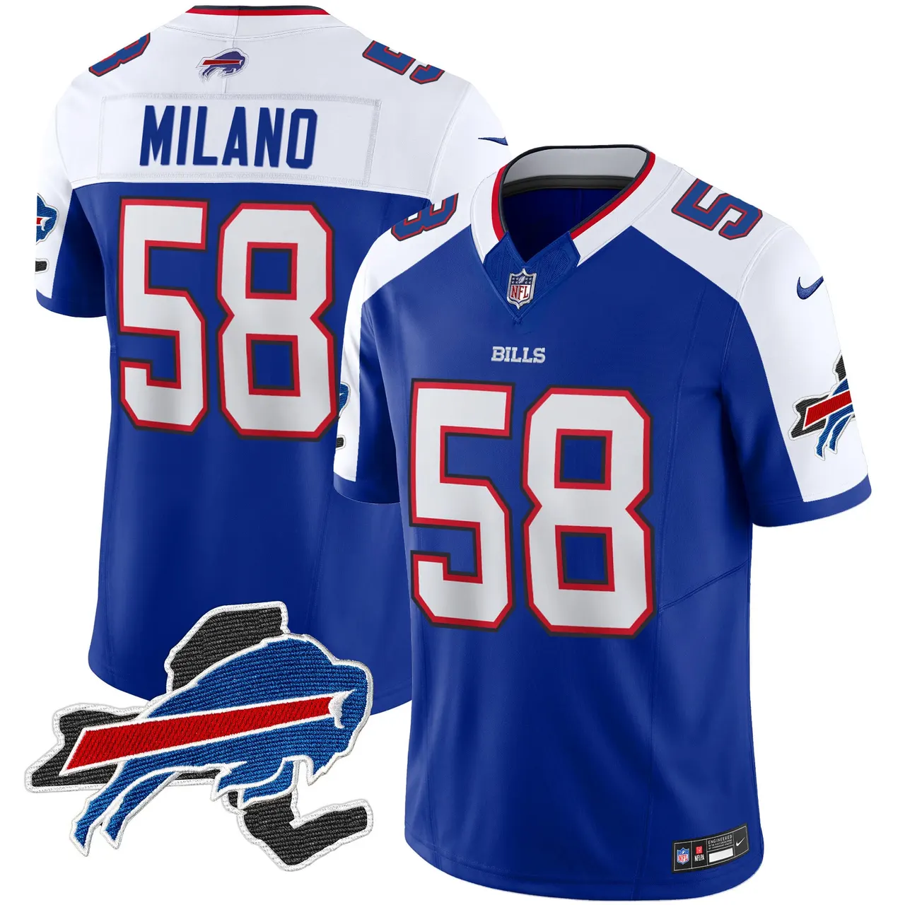 Buffalo Bills Nike New York Patch Vapor Limited Stitched Jersey V2 - Royal Blue - Image 35
