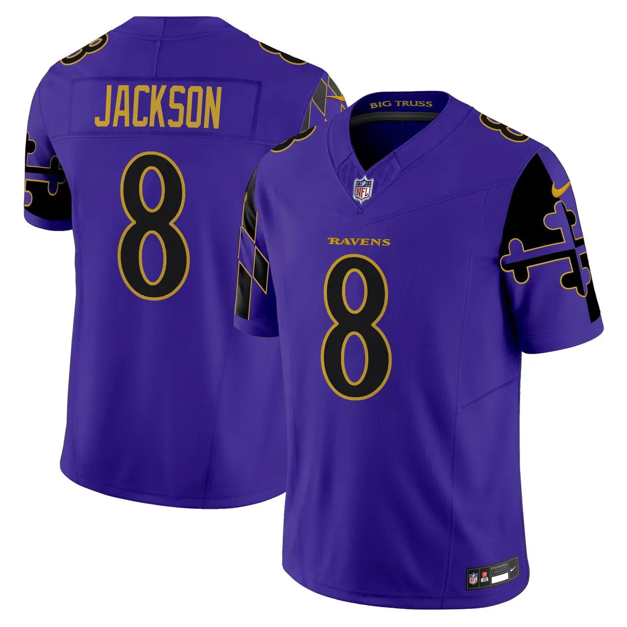 Derrick Henry Baltimore Ravens Nike Maryland Flag Vapor Limited Stitched Jersey - Purple - Image 2