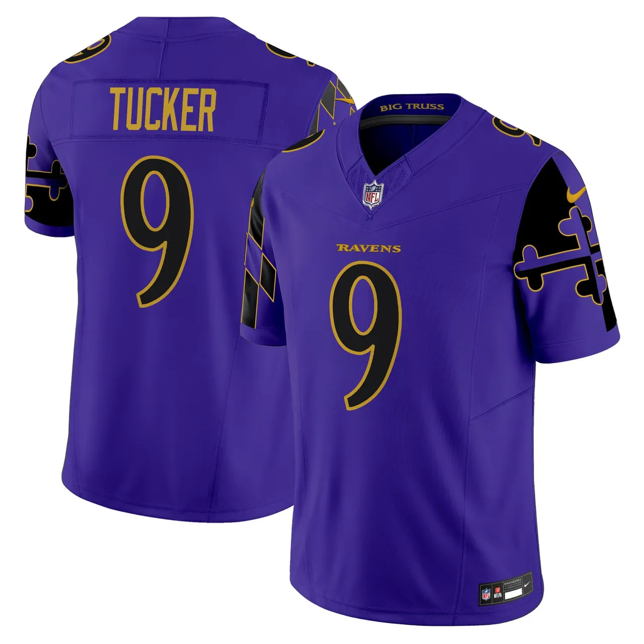 Derrick Henry Baltimore Ravens Nike Maryland Flag Vapor Limited Stitched Jersey - Purple - Image 3
