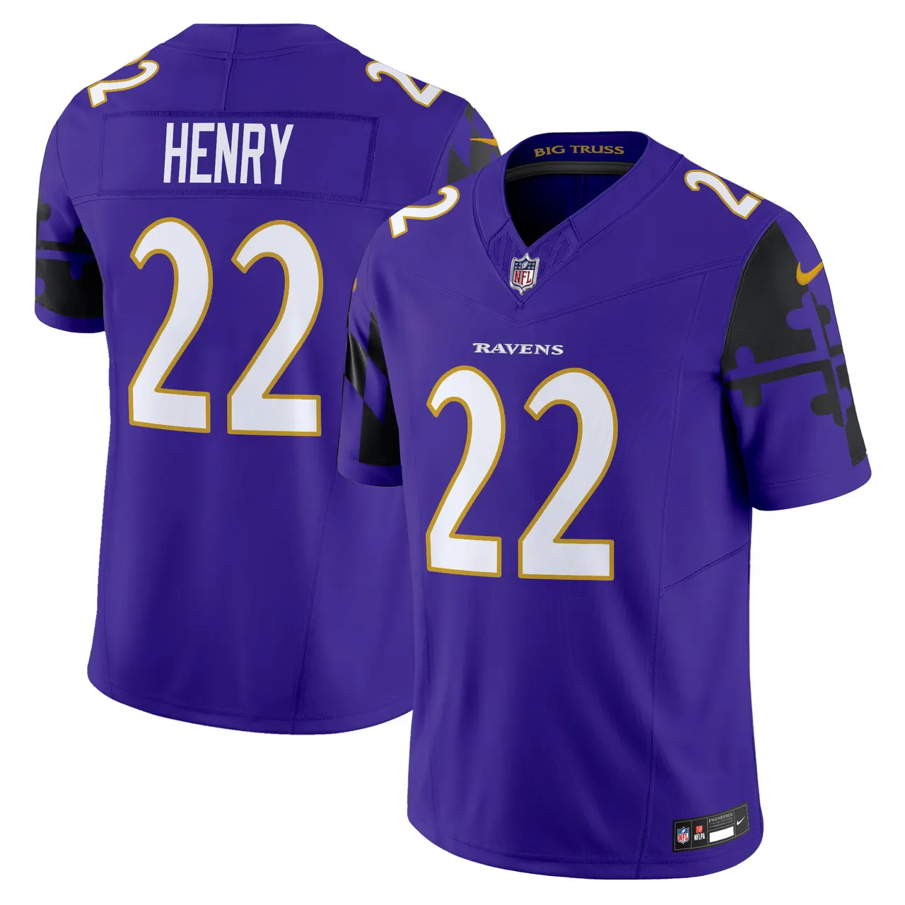 Derrick Henry Baltimore Ravens Nike Maryland Flag Vapor Limited Stitched Jersey - Purple - Image 9
