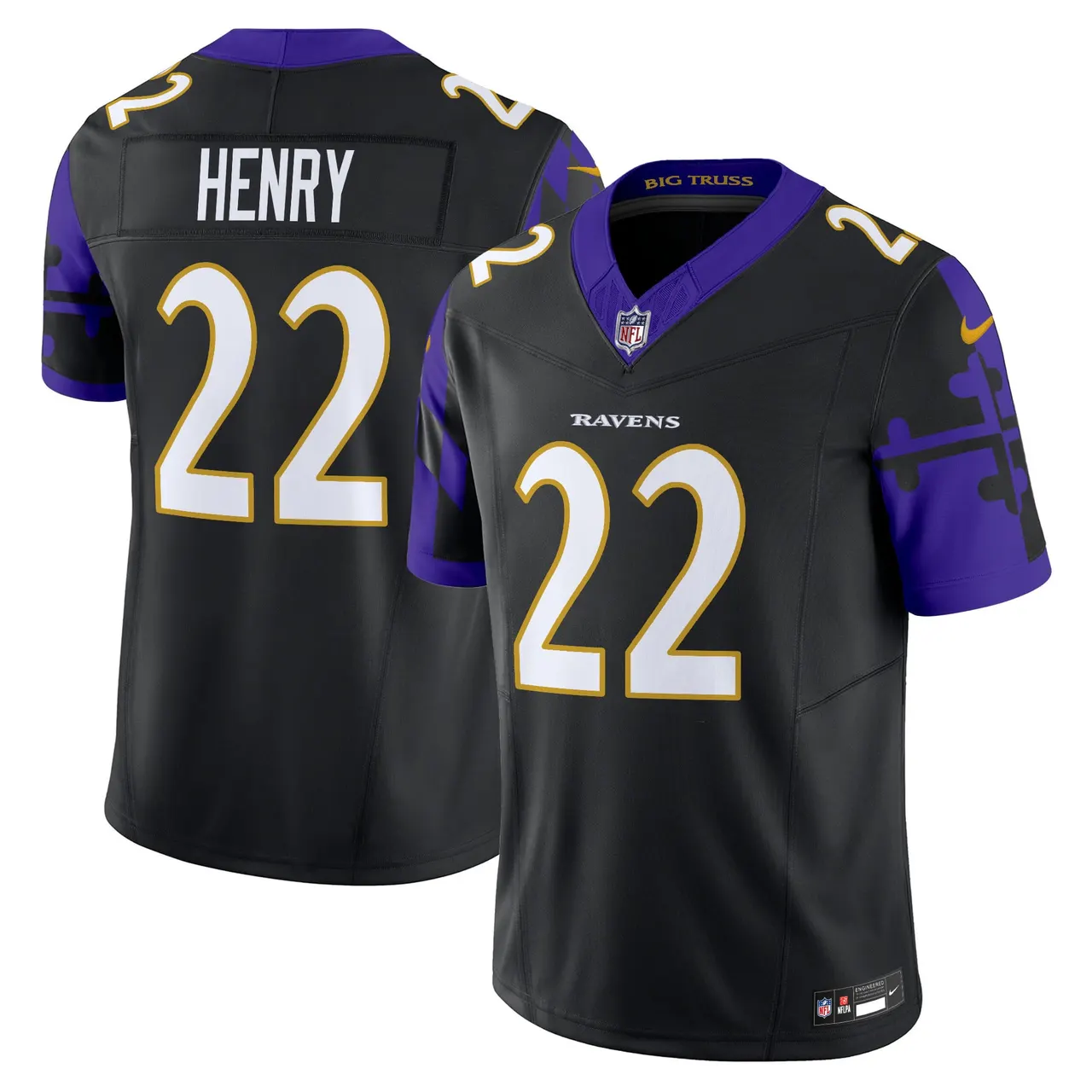 Derrick Henry Baltimore Ravens Nike Maryland Flag Vapor Limited Stitched Jersey - Purple - Image 17