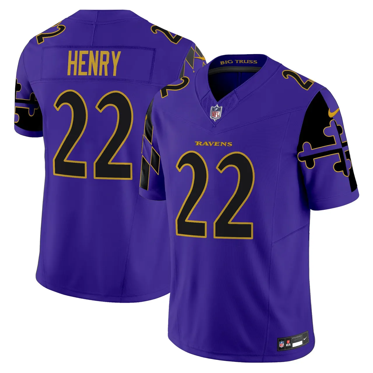 Derrick Henry Baltimore Ravens Nike Maryland Flag Vapor Limited Stitched Jersey - Purple