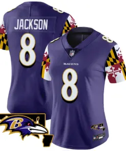 Derrick Henry Baltimore Ravens Nike Women's Maryland Flag Vapor Limited Stitched Jersey - Purple - Image 2