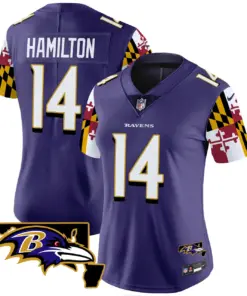 Derrick Henry Baltimore Ravens Nike Women's Maryland Flag Vapor Limited Stitched Jersey - Purple - Image 4