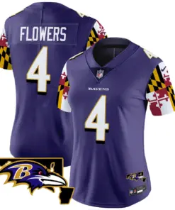 Derrick Henry Baltimore Ravens Nike Women's Maryland Flag Vapor Limited Stitched Jersey - Purple - Image 7