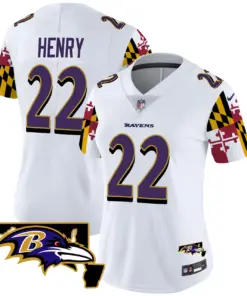 Derrick Henry Baltimore Ravens Nike Women's Maryland Flag Vapor Limited Stitched Jersey - Purple - Image 9