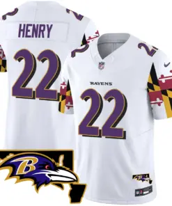 Derrick Henry Baltimore Ravens Nike Maryland Flag Vapor Limited Stitched Jersey V2 - Purple - Image 9