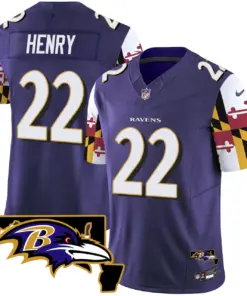 Derrick Henry Baltimore Ravens Nike Maryland Flag Vapor Limited Stitched Jersey V2 - Purple