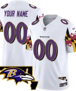 Alternative view of Baltimore Ravens Nike Maryland Flag Vapor Custom Limited Stitched Jersey - Purple