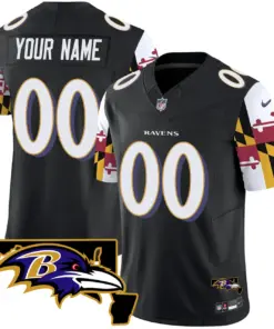 Baltimore Ravens Nike Maryland Flag Vapor Custom Limited Stitched Jersey - Purple - Image 3