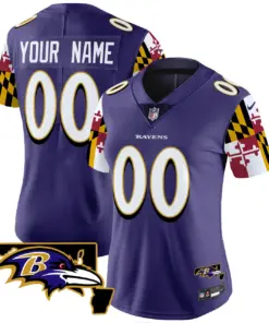Baltimore Ravens Nike Maryland Flag Vapor Custom Limited Stitched Jersey - Purple - Image 4
