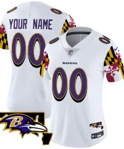 Baltimore Ravens Nike Maryland Flag Vapor Custom Limited Stitched Jersey - Purple - Image 5