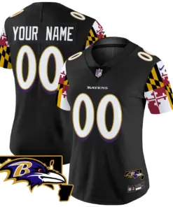 Baltimore Ravens Nike Maryland Flag Vapor Custom Limited Stitched Jersey - Purple - Image 6