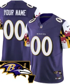 Baltimore Ravens Nike Maryland Flag Vapor Custom Limited Stitched Jersey - Purple