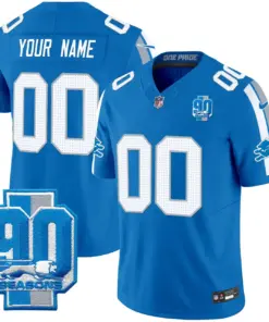 Detroit Lions Nike 90th Year Patch Vapor Custom Limited Stitched Jersey - Anthracite - Image 3