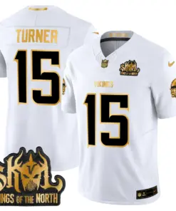 Justin Jefferson Minnesota Vikings Nike 2024 Winter Warrior Skol Patch Gold Vapor Limited Stitched Jersey - White - Image 3