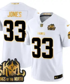 Justin Jefferson Minnesota Vikings Nike 2024 Winter Warrior Skol Patch Gold Vapor Limited Stitched Jersey - White - Image 4