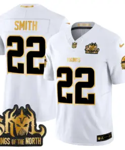 Justin Jefferson Minnesota Vikings Nike 2024 Winter Warrior Skol Patch Gold Vapor Limited Stitched Jersey - White - Image 6