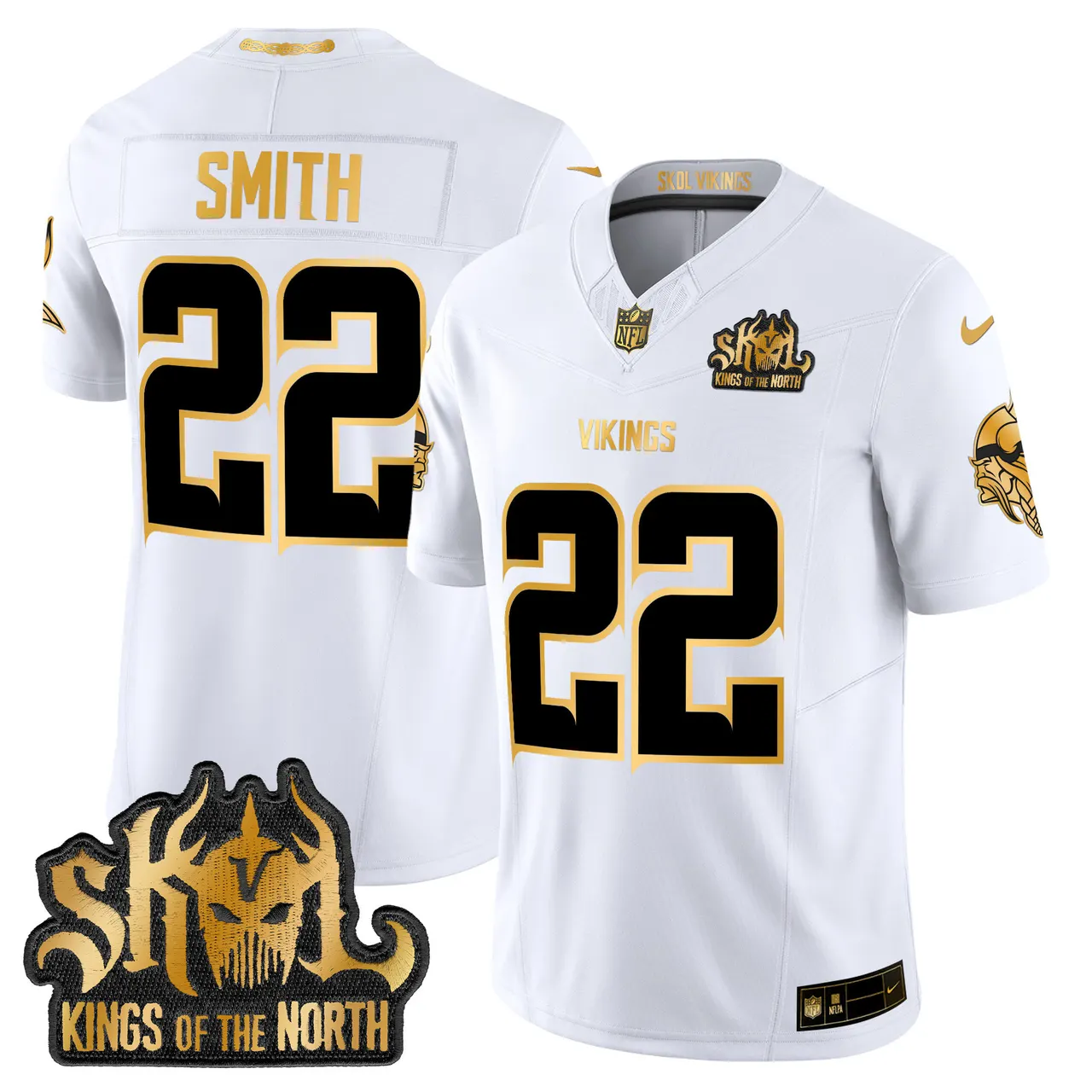 Justin Jefferson Minnesota Vikings Nike 2024 Winter Warrior Skol Patch Gold Vapor Limited Stitched Jersey - White - Image 6