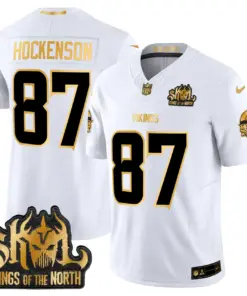 Justin Jefferson Minnesota Vikings Nike 2024 Winter Warrior Skol Patch Gold Vapor Limited Stitched Jersey - White - Image 7