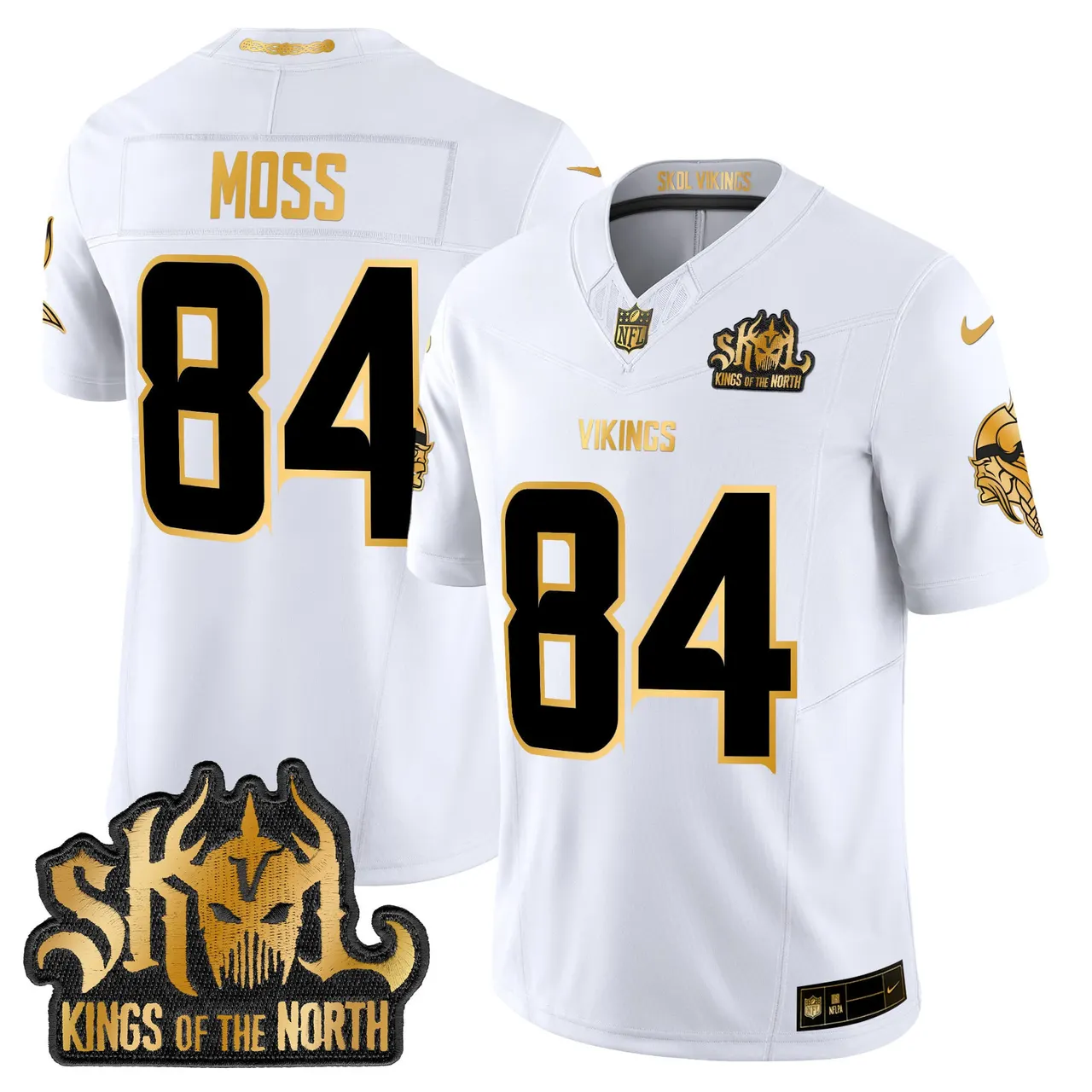 Justin Jefferson Minnesota Vikings Nike 2024 Winter Warrior Skol Patch Gold Vapor Limited Stitched Jersey - White - Image 8