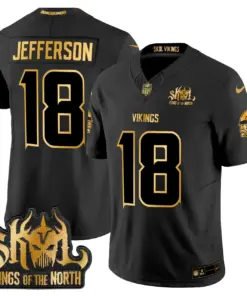 Justin Jefferson Minnesota Vikings Nike 2024 Winter Warrior Skol Patch Gold Vapor Limited Stitched Jersey - White - Image 9