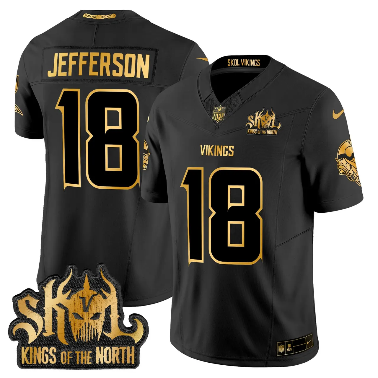 Justin Jefferson Minnesota Vikings Nike 2024 Winter Warrior Skol Patch Gold Vapor Limited Stitched Jersey - White - Image 9