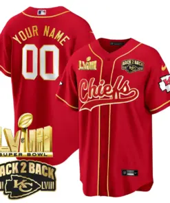 Kansas City Chiefs Nike Super Bowl LVIII Back 2 Back Gold Patch Custom Stitched Jersey - Red