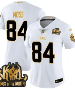 Justin Jefferson Minnesota Vikings Nike Women's 2024 Winter Warrior Skol Patch Gold Vapor Limited Stitched Jersey - White - Image 8