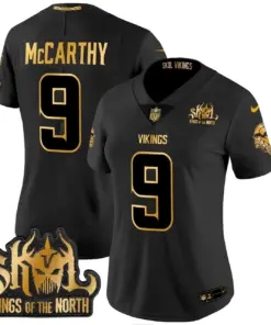 Justin Jefferson Minnesota Vikings Nike Women's 2024 Winter Warrior Skol Patch Gold Vapor Limited Stitched Jersey - White - Image 10