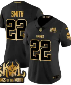 Justin Jefferson Minnesota Vikings Nike Women's 2024 Winter Warrior Skol Patch Gold Vapor Limited Stitched Jersey - White - Image 14