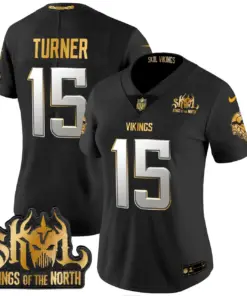 Justin Jefferson Minnesota Vikings Nike Women's 2024 Winter Warrior Skol Patch Gold Vapor Limited Stitched Jersey - White - Image 19