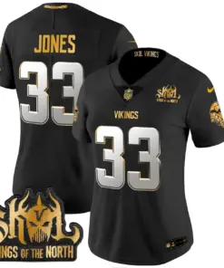 Justin Jefferson Minnesota Vikings Nike Women's 2024 Winter Warrior Skol Patch Gold Vapor Limited Stitched Jersey - White - Image 20